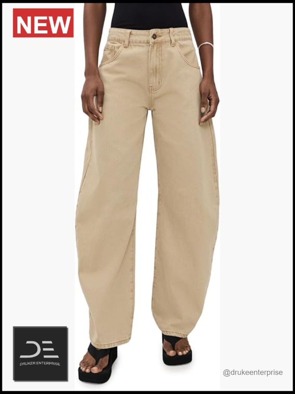 Mid Rise Wide Leg Non-Stretch Denim Jeans